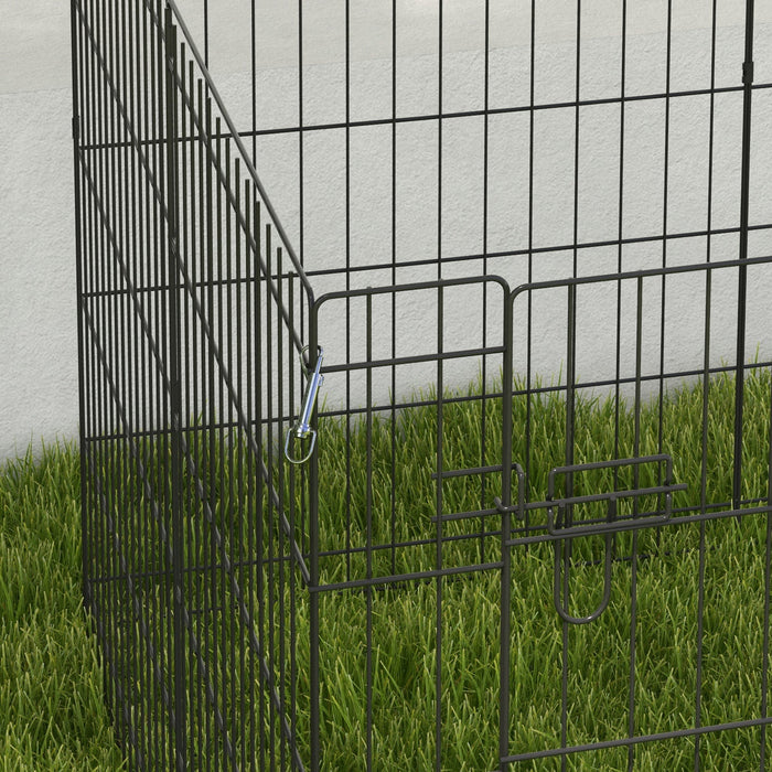 Recinto per Cani e Cuccioli Box per Animali da 8 Pezzi 76 x 61 cm  in Filo di Ferro Nero