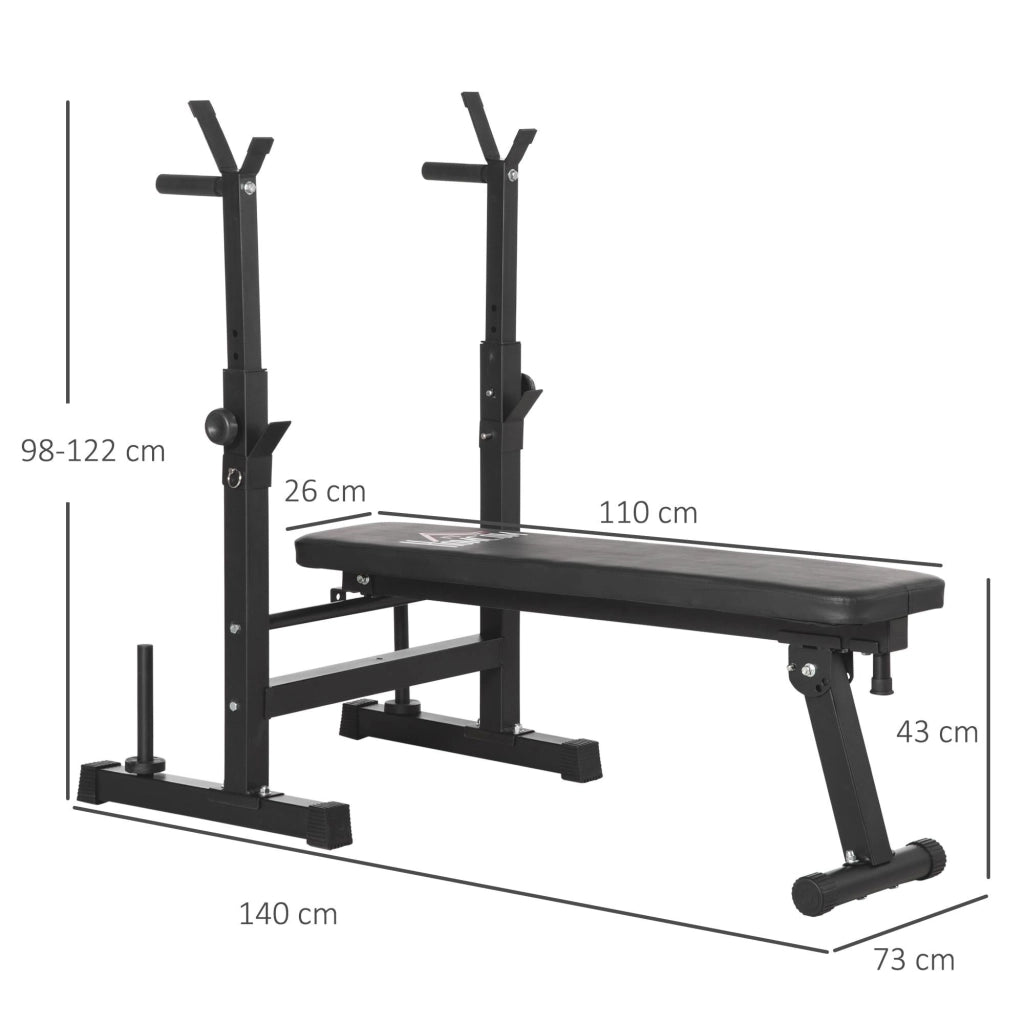 Panca Pesi Pieghevole 140x73x98-122 cm in Acciaio Nero