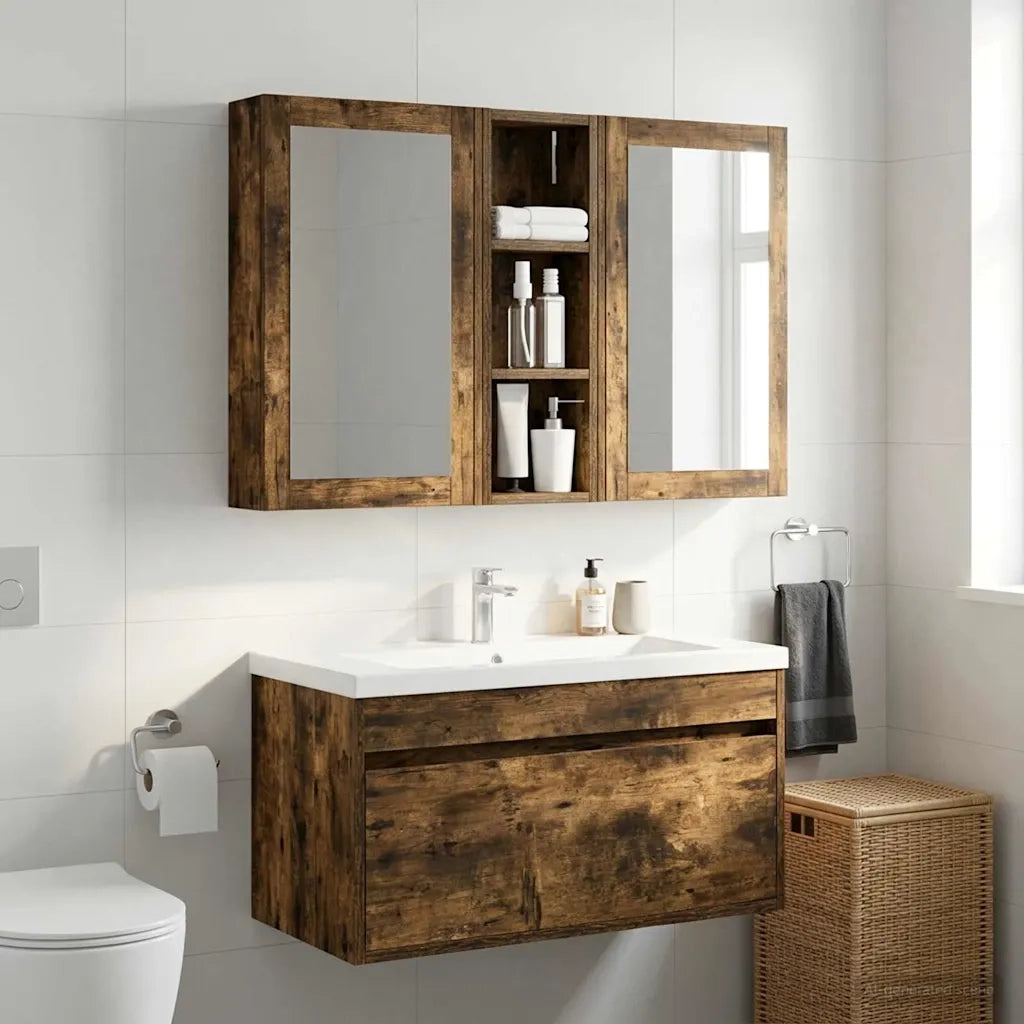 Armadio da bagno a muro Quercia Affumicata 20 x 10 x 60,5 cm