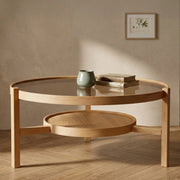Olzai, Tavolino da Salotto un Vano, 100x100x48h cm Marrone Rovere