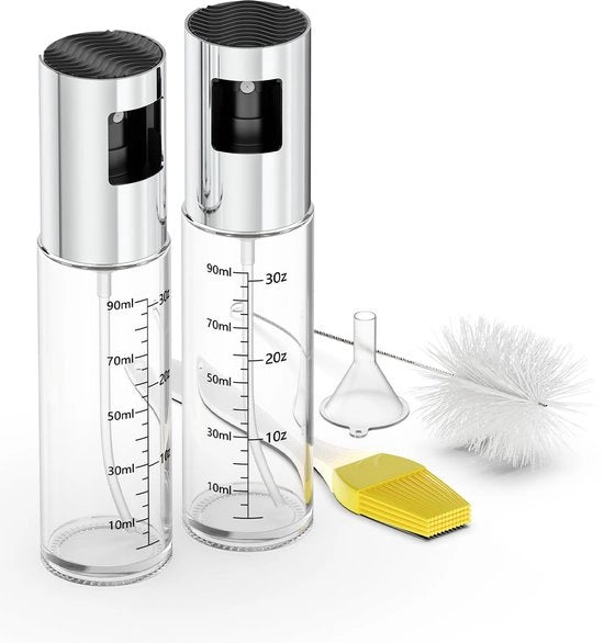 Set di 2 pennelli da olio in acciaio inossidabile, flacone per pennello da olio, pennello da olio per cucina, dispenser per pennello da aceto da 100 ml, pennello da olio per insalata, grigliatura, cottura in padella in cucina