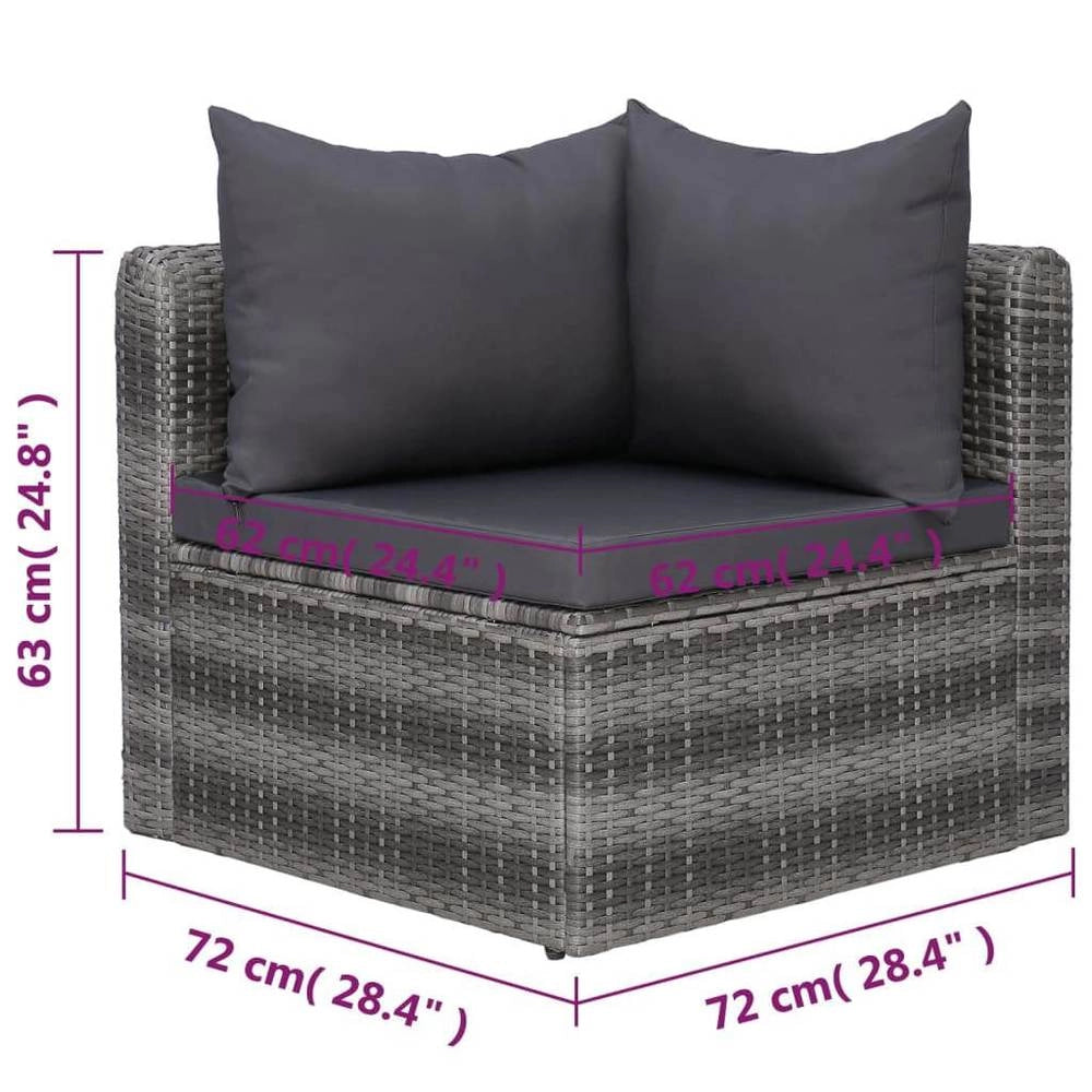7-piece Garden Sofa Set With Cushions & Pillows, Poly Rattan Grey
