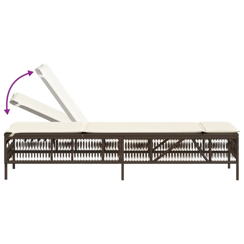 Lettini Prendisole 2 pz con Tavolino Marrone in Polyrattan 4002747