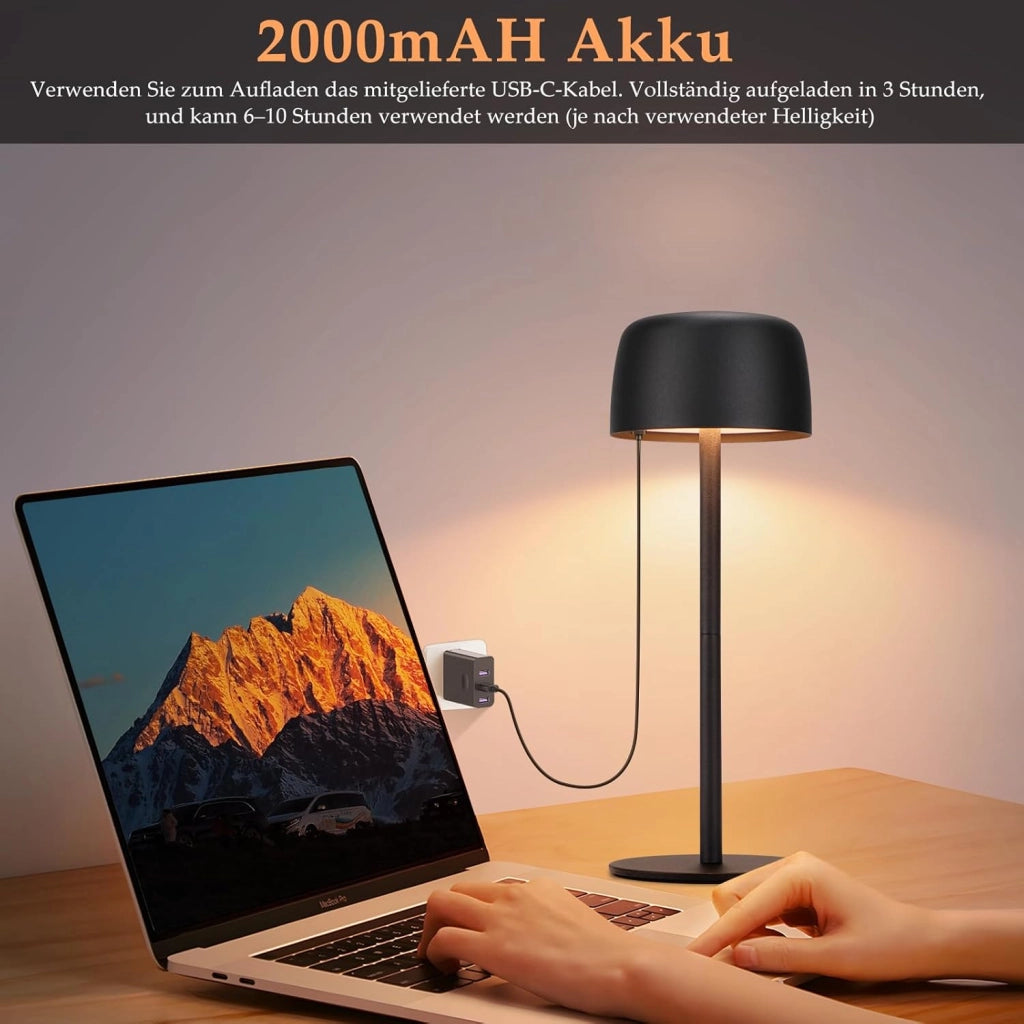 ZMH Lampada da tavolo LED set 2 pezzi nera wireless dimmerabile 3 temperature per camera letto soggiorno