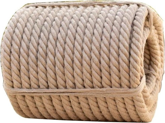 Tessuto di Juta Naturale - Corda di Juta 20mm per Artigianato, Corda di Canapa Resistente - 50m