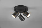 ANGELO H2O PLAFONIERA 3 SPOTS ORIENTABILI NERO IP44 D.20CM 3 LUCI ATTACCO GU10