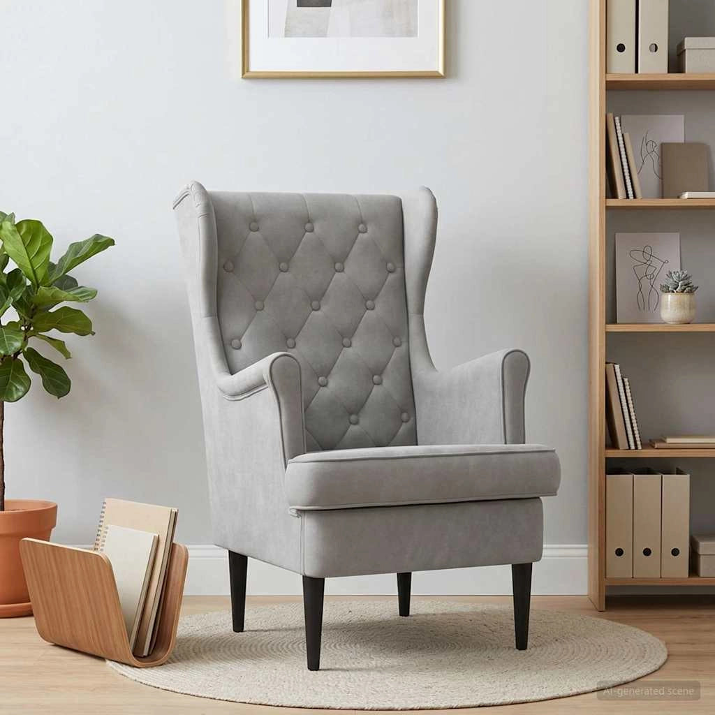 Poltrona Grigio Chiaro Velluto 42029926