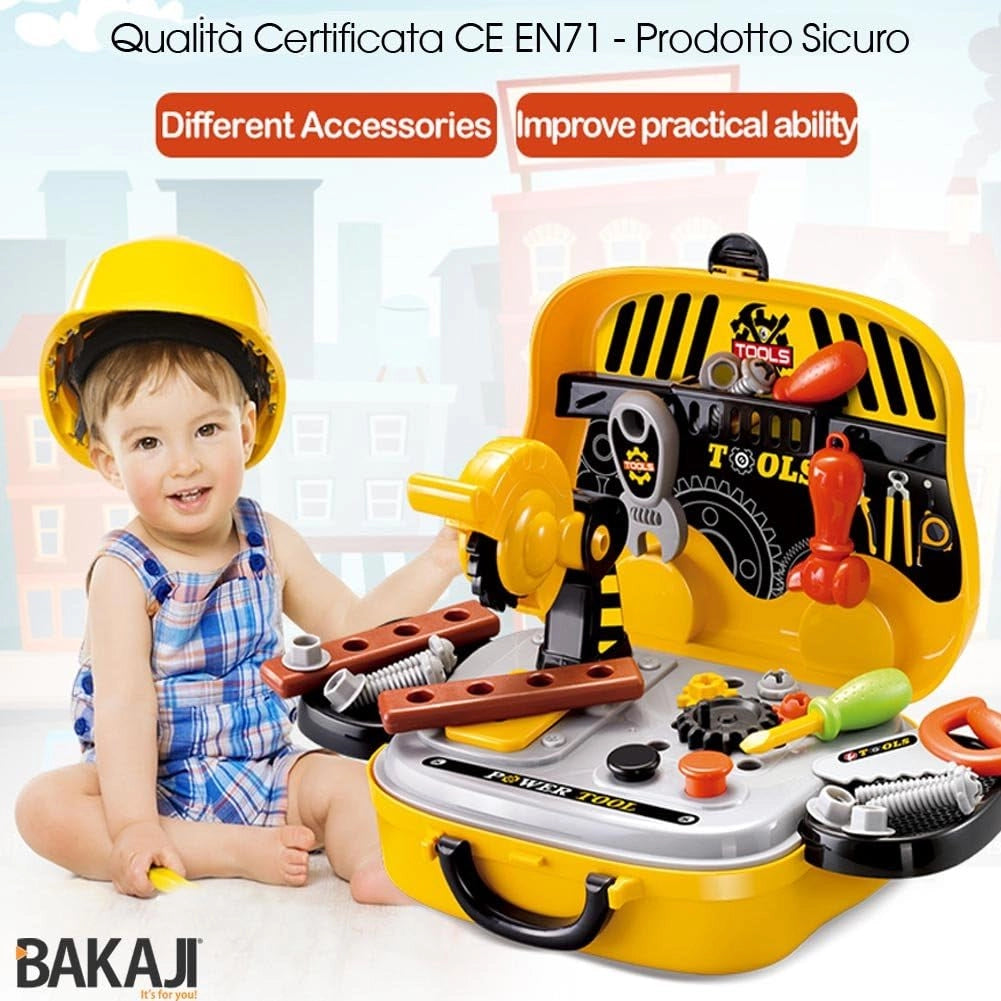 Valigetta per Attrezzi Giocattolo per Bambini con 31 Accessori Fai da Te Giallo