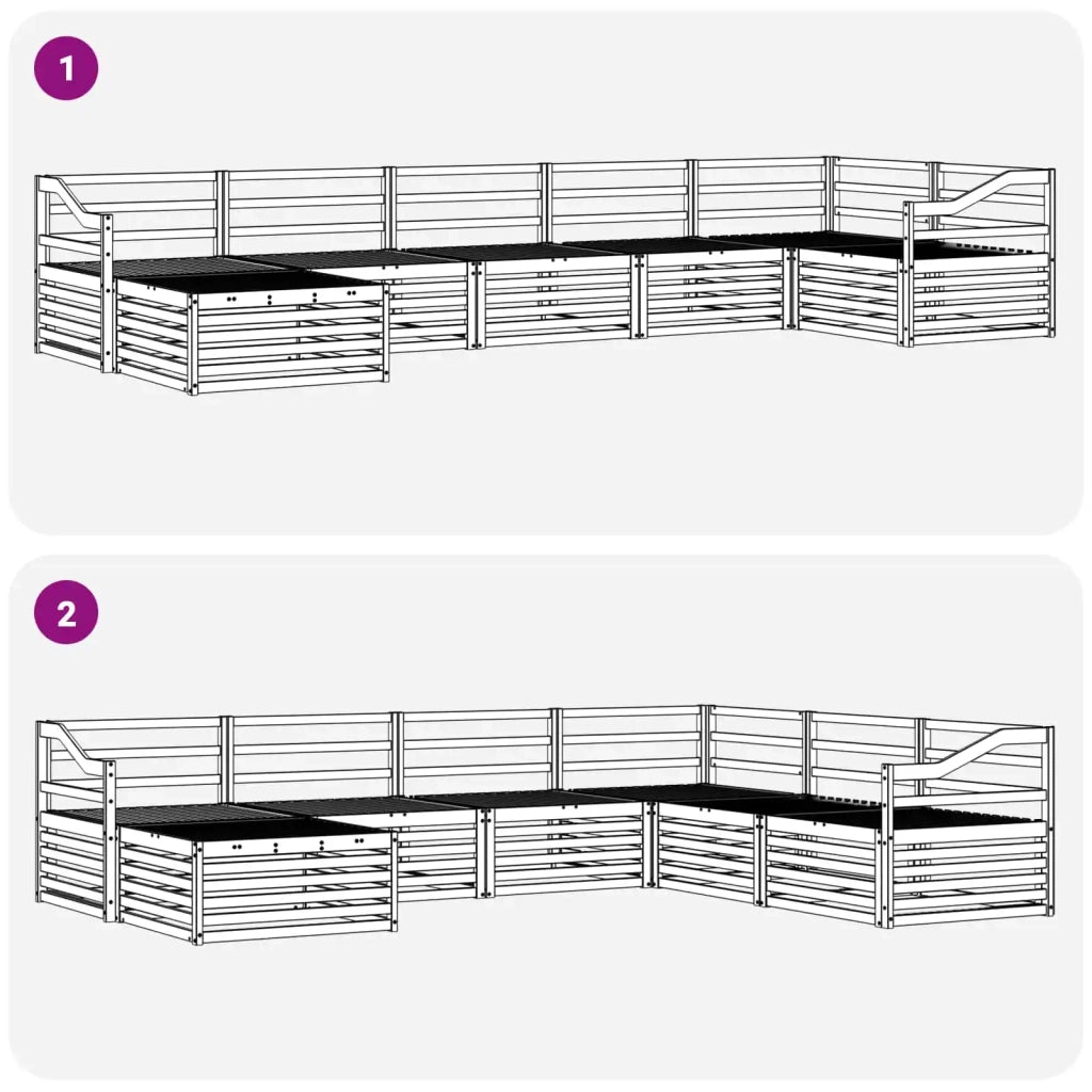 Set divani 7 pcs Naturale Legno di Acacia Massello 3373834