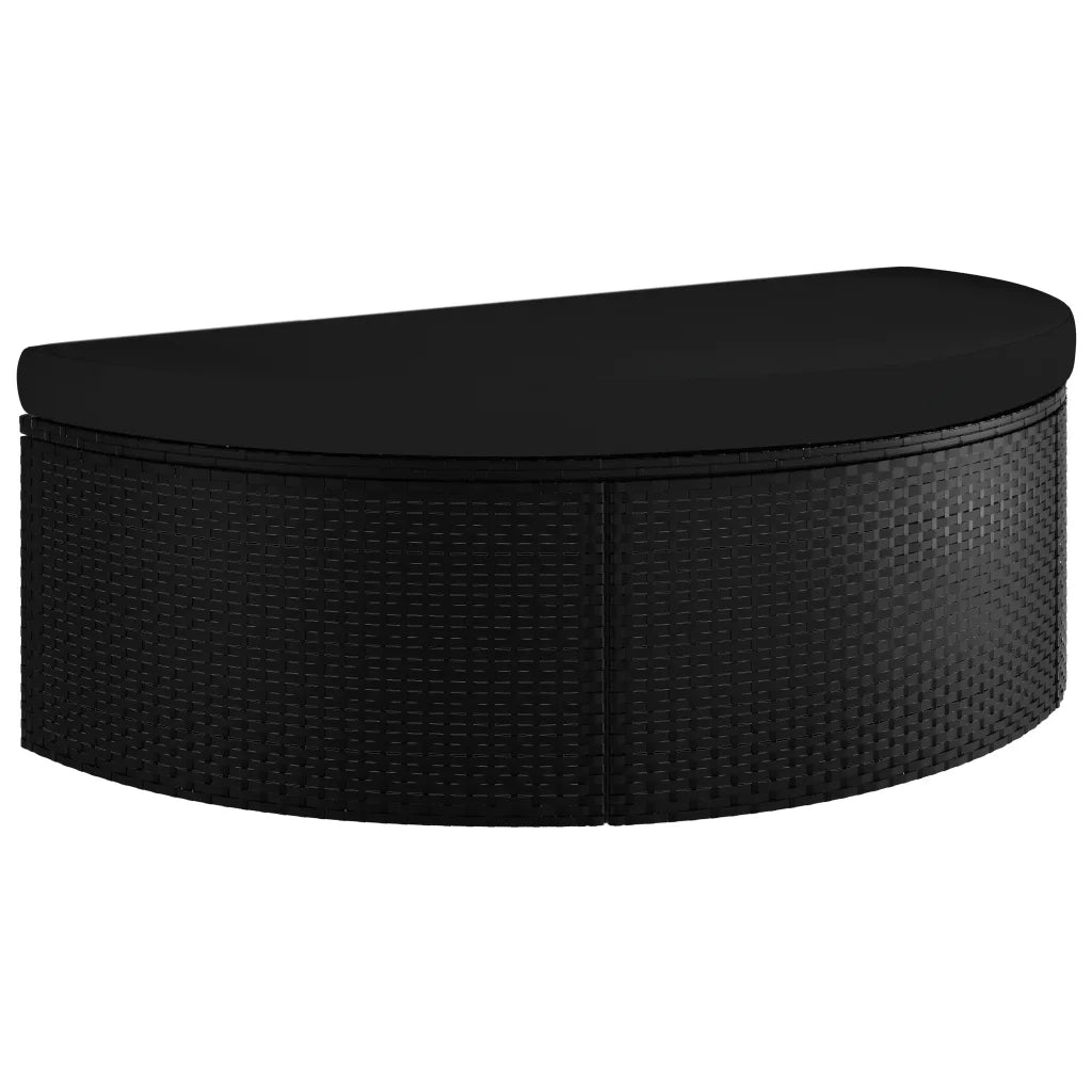Lettino da Giardino con Ombrellone in Polyrattan Nero 47398