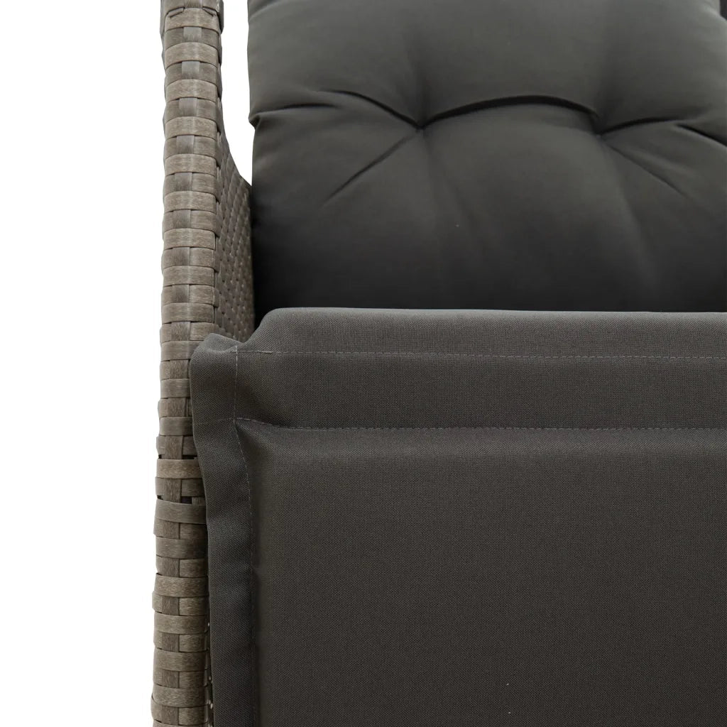 Set da Bistr¨° 3 pz | Set Salotto da Giardino con Cuscini Grigio in Polyrattan