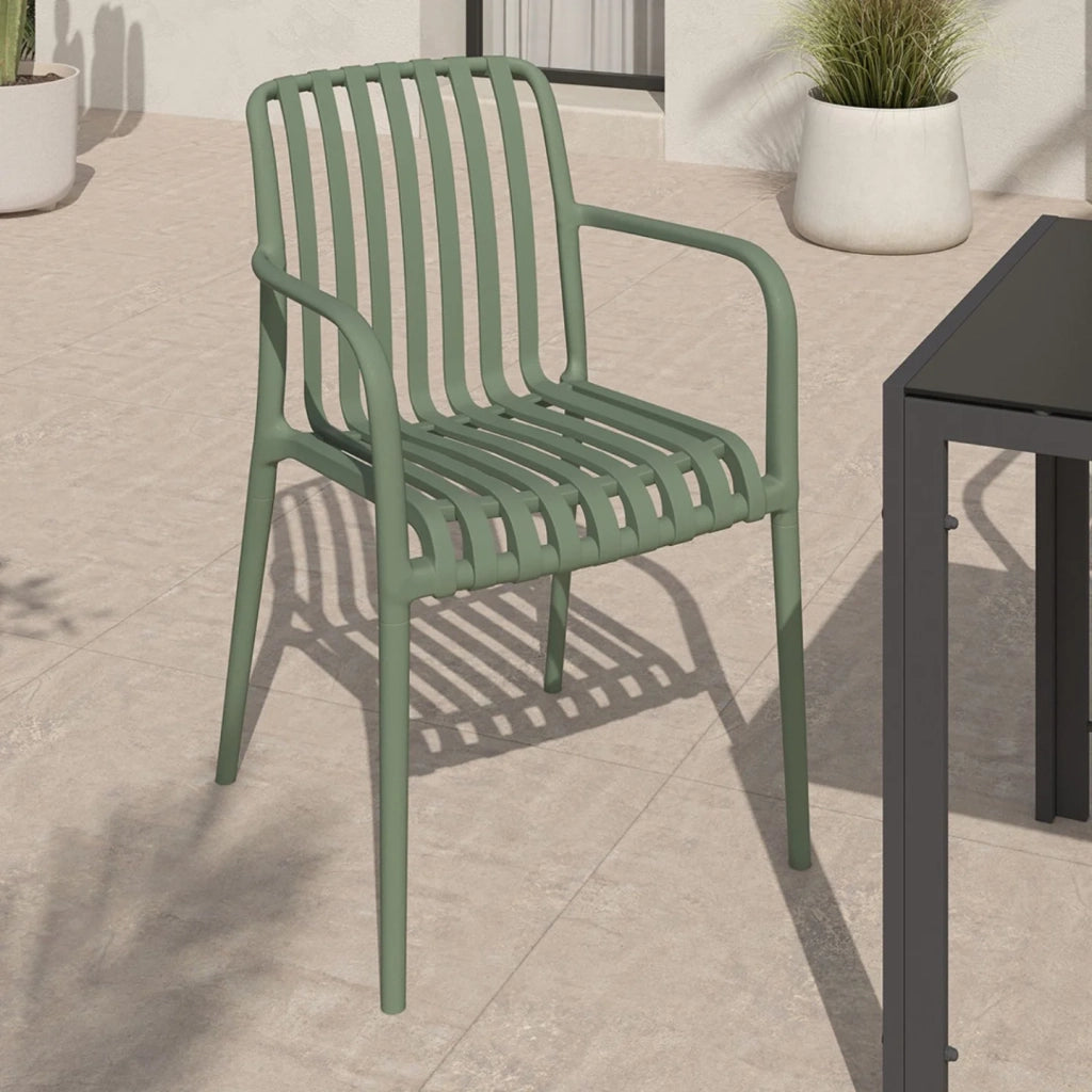 IDMarket - Set di 4 sedie da giardino impilabili in polipropilene verde BILBAO