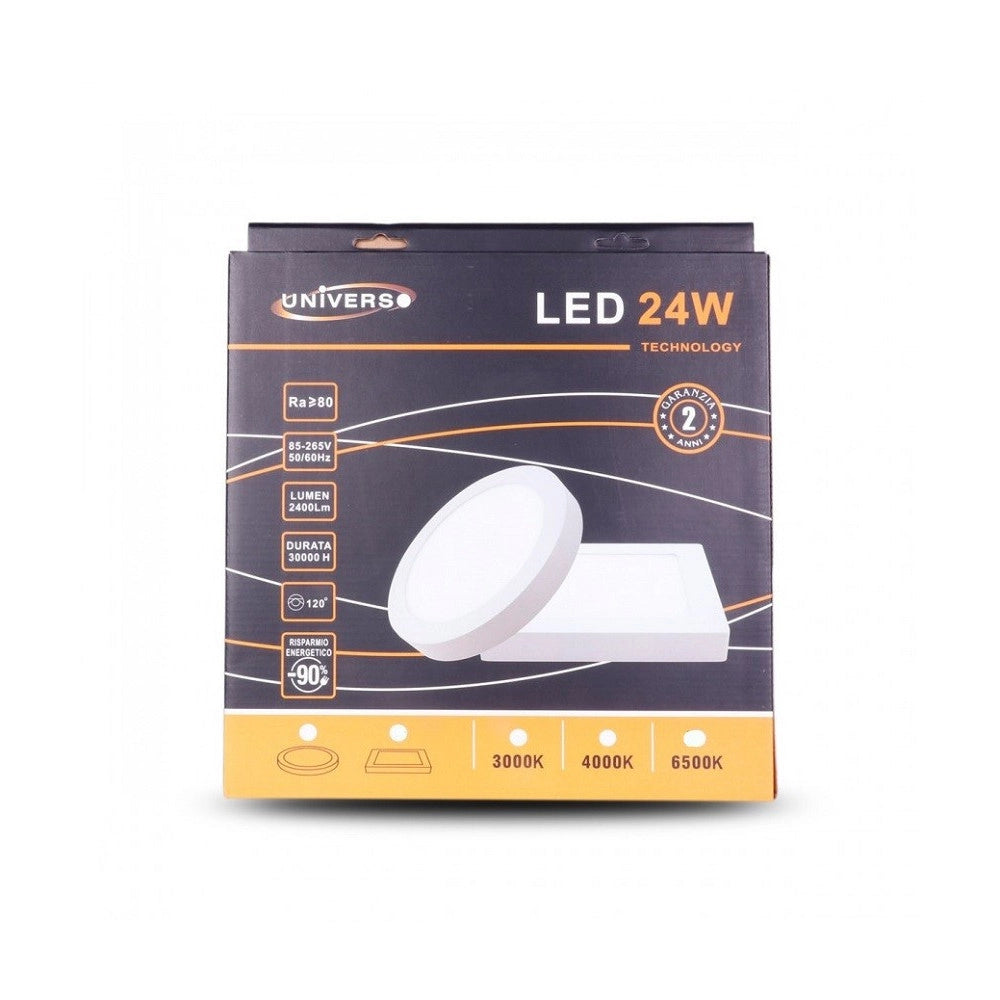 Trade Shop - Pannello Plafoniera Led 24w Quadrato Luce Bianco Caldo Freddo Naturale -