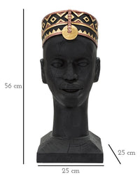 Statua Uomo Masai 25x56x25 cm in Poliresina Nero/Oro