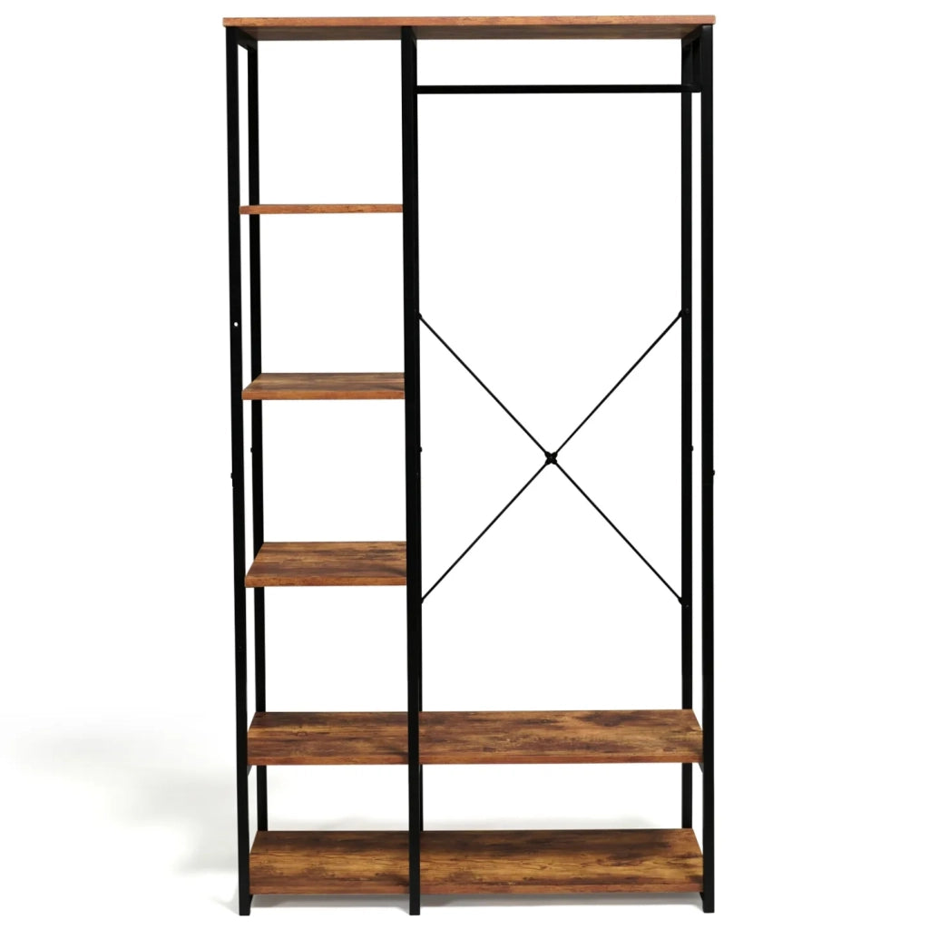 IDMarket - Scaffali per guardaroba L. 90 cm HAWKINS legno scuro design industriale