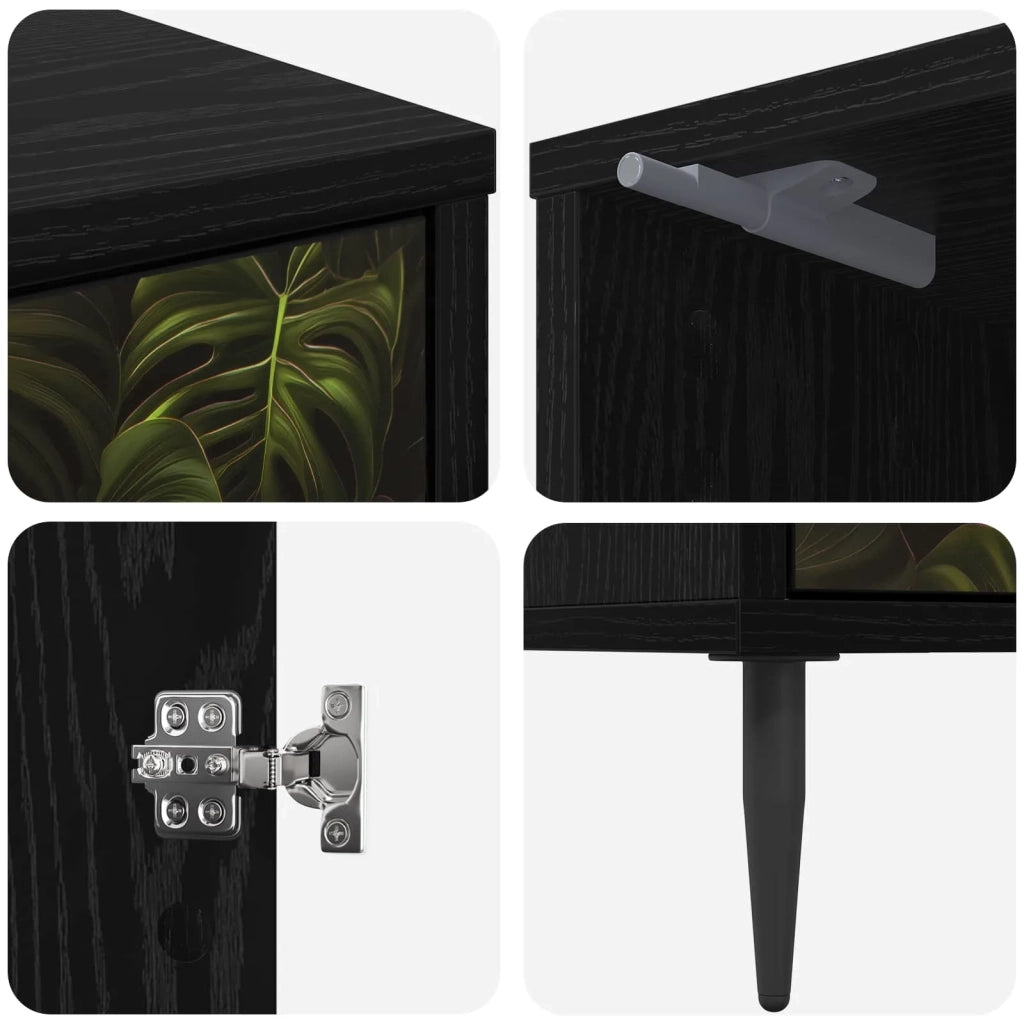 Armadio da Notte ELBURG 2 pz Rovere Nero 36 x 33 x 51 cm 8007238