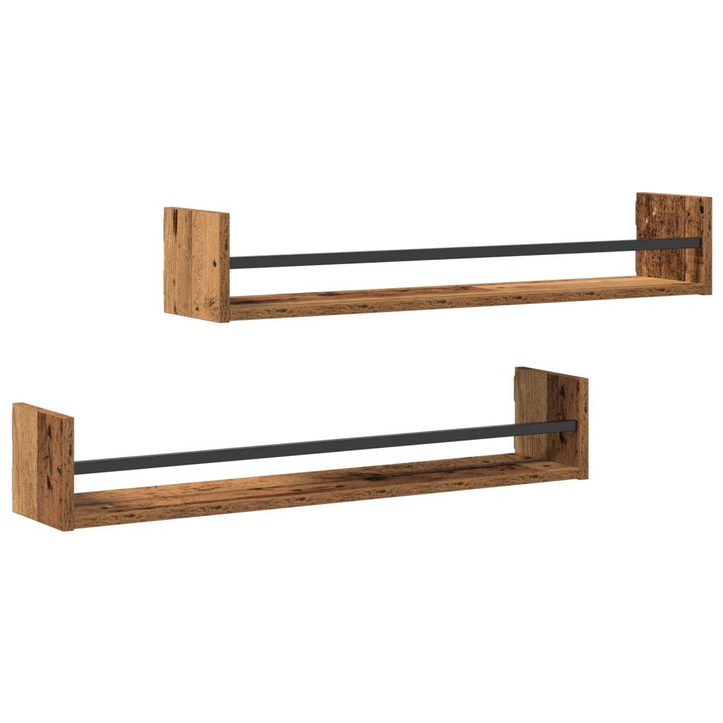 Mensole 2 pezzi Legno Vecchio 80x16x14 cm Legno Ingegnerizzato