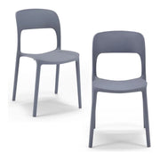 Set 2 sedie in polipropilene KATE, impilabile, resistente ai raggi UV, design moderno, ideale per sala da pranzo, cucina, sala d’attesa, bar, ristoranti o da esterno, colore Grigio Asfalto