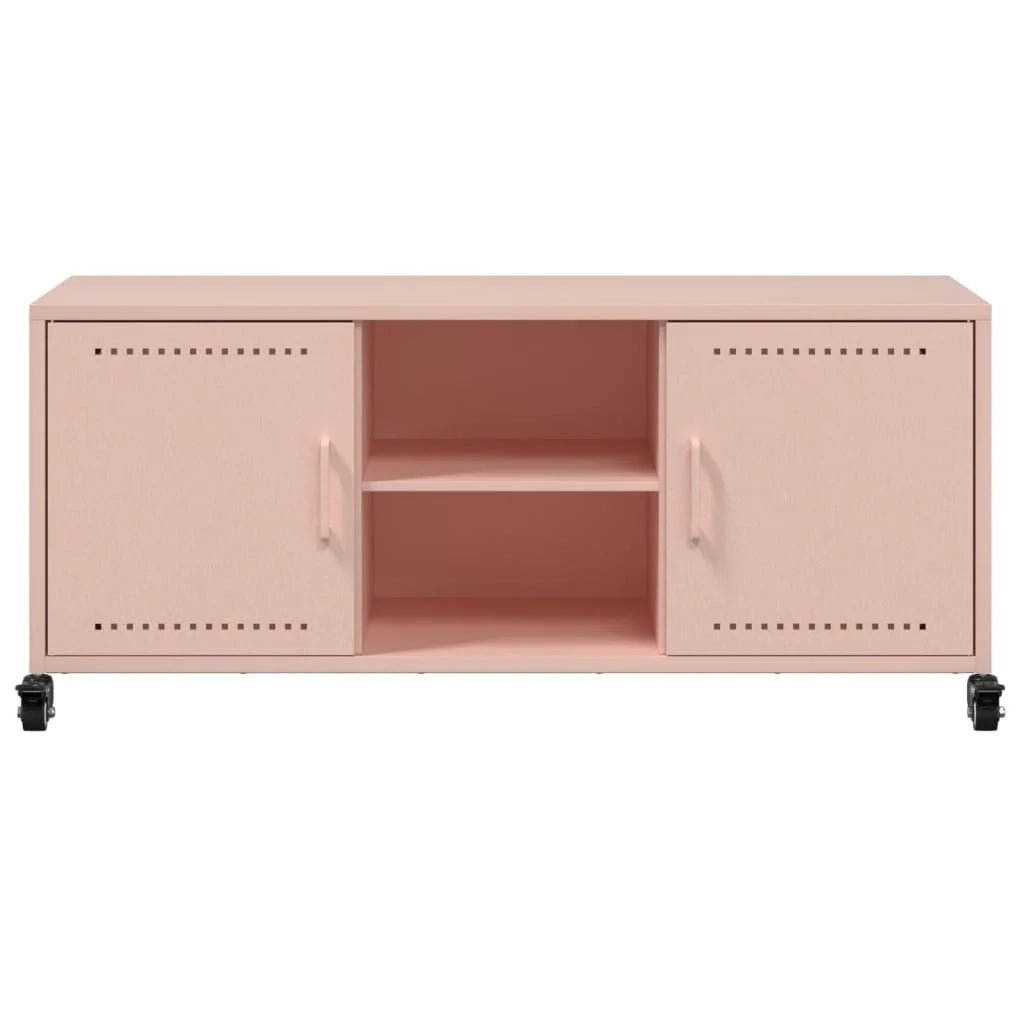 Mobile TV multimediale scaffale TV credenza mobile TV sala da pranzo soggiorno camera da letto rosa 100,5 x 39 x 43,5 cm acciaio rosa 02_0028278