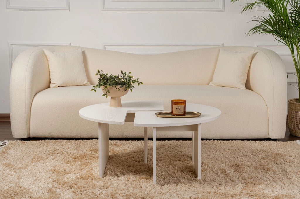 Tavolino in legno "Moira" 90 x 90 x 41 cm - Legno bianco