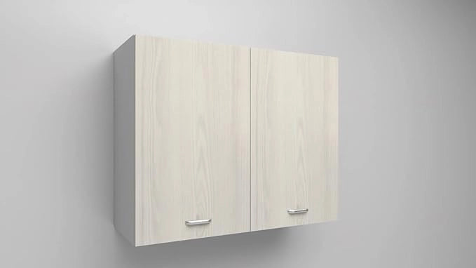 Pensile Cucina  in Legno Nobilitato Larice Bianco , Mobile Alto con 2 Ante, Pensile Componibile Moderno Made in Italy (H90XL60XP33cm)