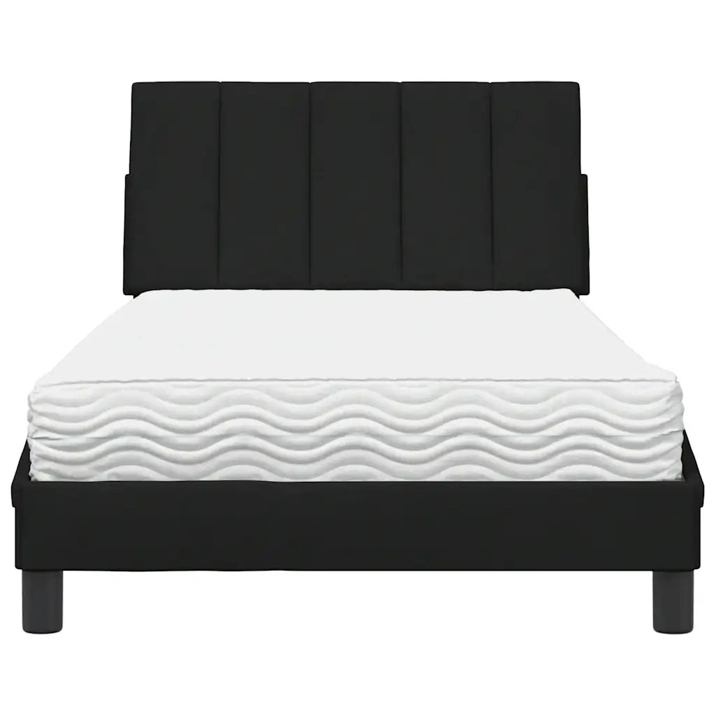 Letto con Materasso-Struttura Letto con Materasso Hanko Nero 100x200 cm in Tessuto