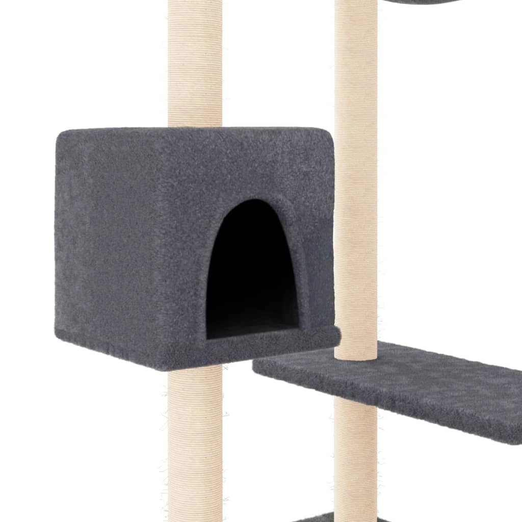 Tiragraffi per gatti torre per arrampicata giocattolo piattaforma per arrampicata con tiragraffi grigio scuro 82 cm 02_0022726