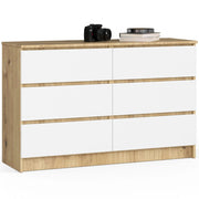 Cassettiera AKORD K120 Quercia Artisan 120 cm 6 cassetti inserto frontale Bianco 120x40x77 cm
