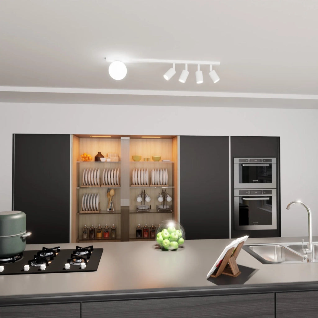Plafoniera Minimal 5 Luci Sobek In Acciaio Bianco E14+Gu10