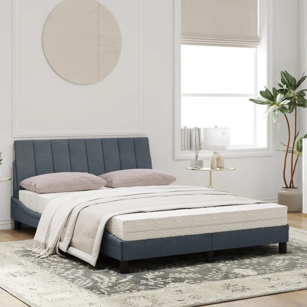 Letto con Materasso Hanko Grigio Scuro 120x200 cm in Velluto 3208587