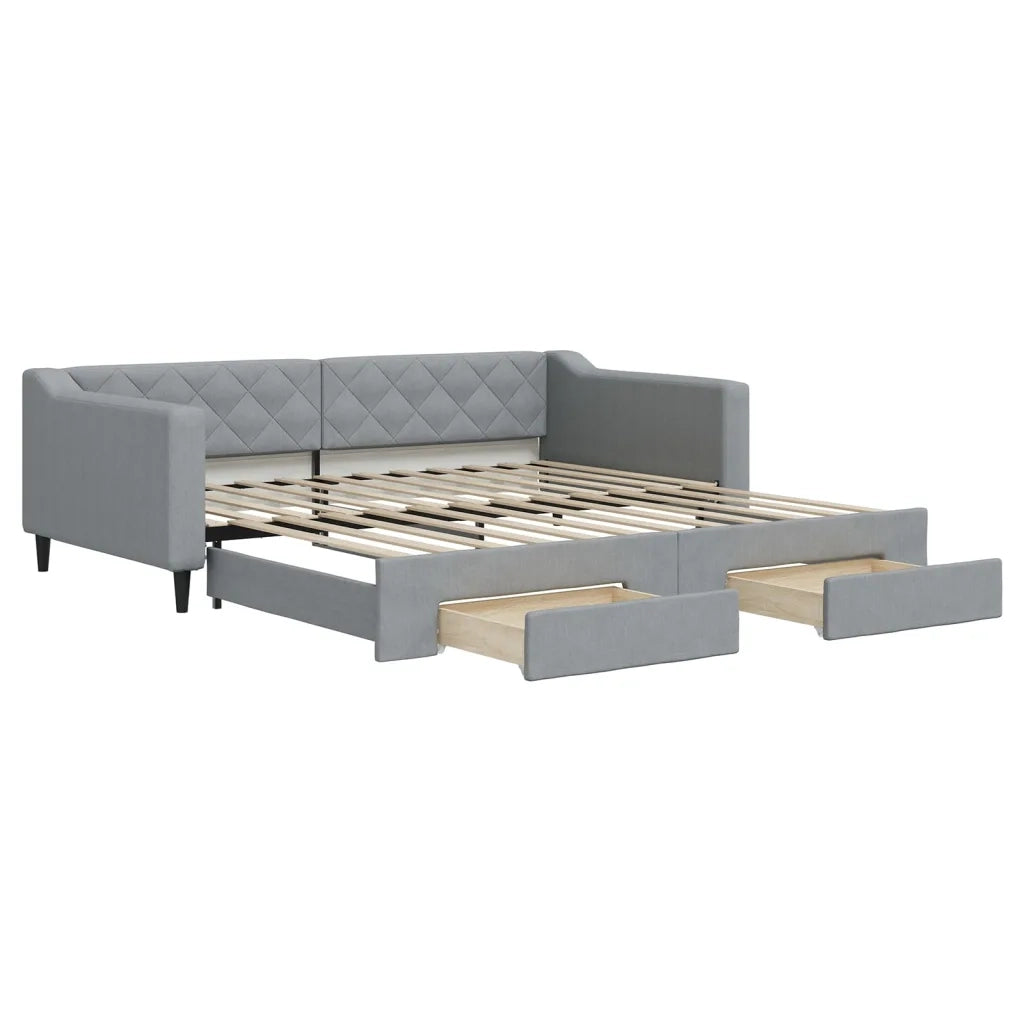 Divano Letto Estraibile Cassetti-Sofa Letto-Daybed Grigio Chiaro 100x200 Tessuto 297001