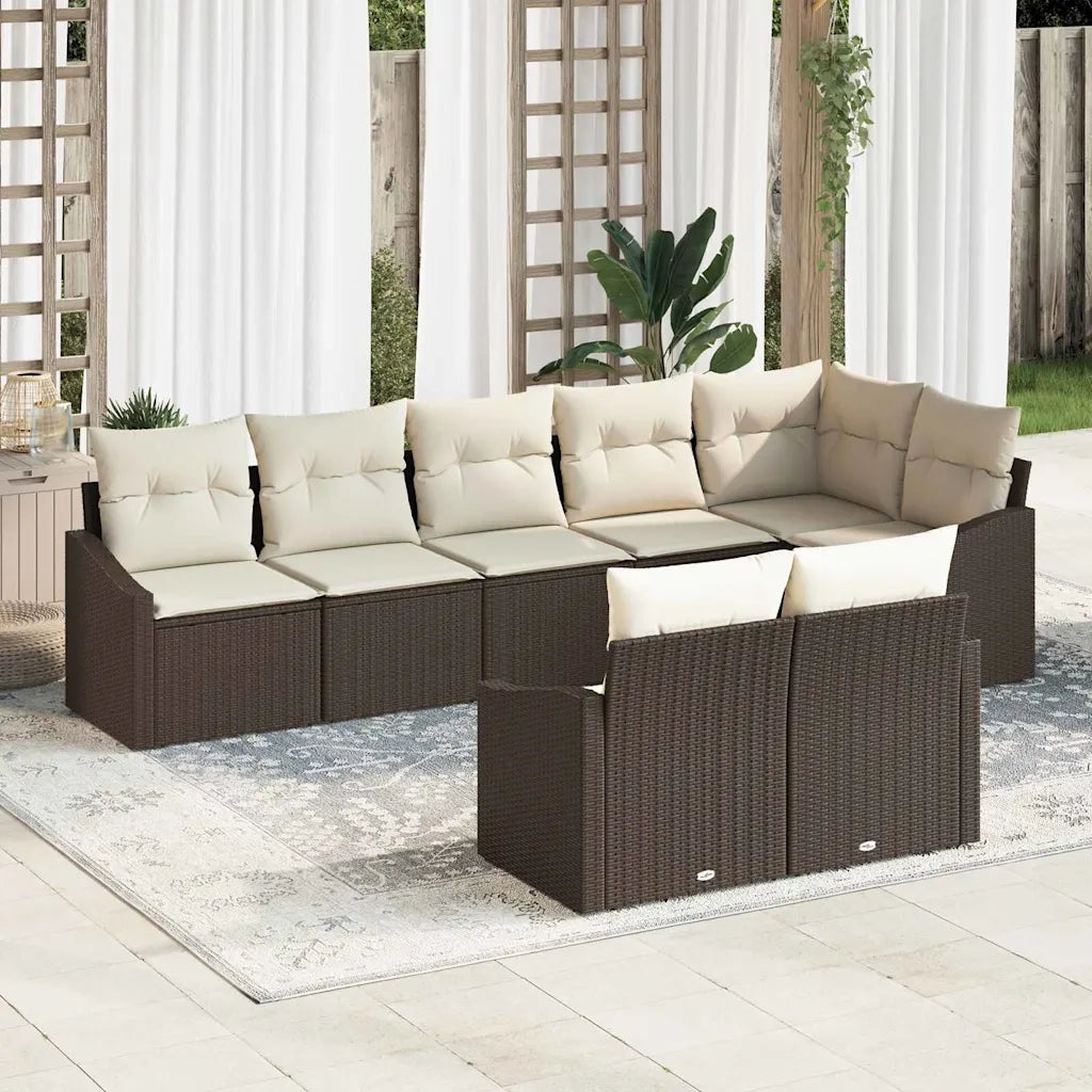 Set di divani con cuscino 8 pcs Marrone polyrattan 3346768