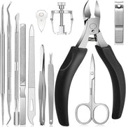 Set di uncordatura per piedi - 12 pezzi di uncordatura in acciaio inossidabile con lama a doppia faccia - set di riparazione per unghie ingrossate