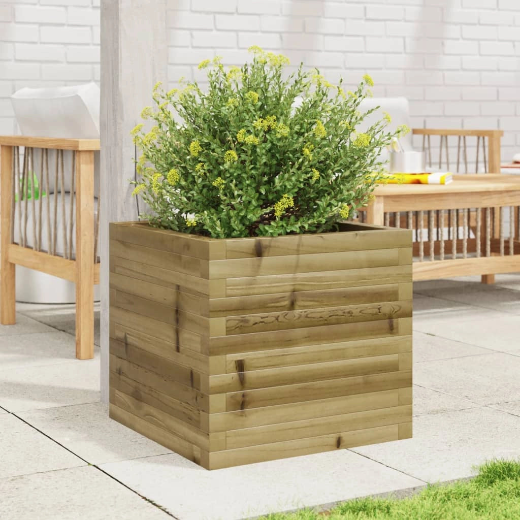 Fioriera rialzata per piante e fiori terrazza giardino 50 x 50 x 45,5 cm legno di pino impregnato marrone 02_0037635