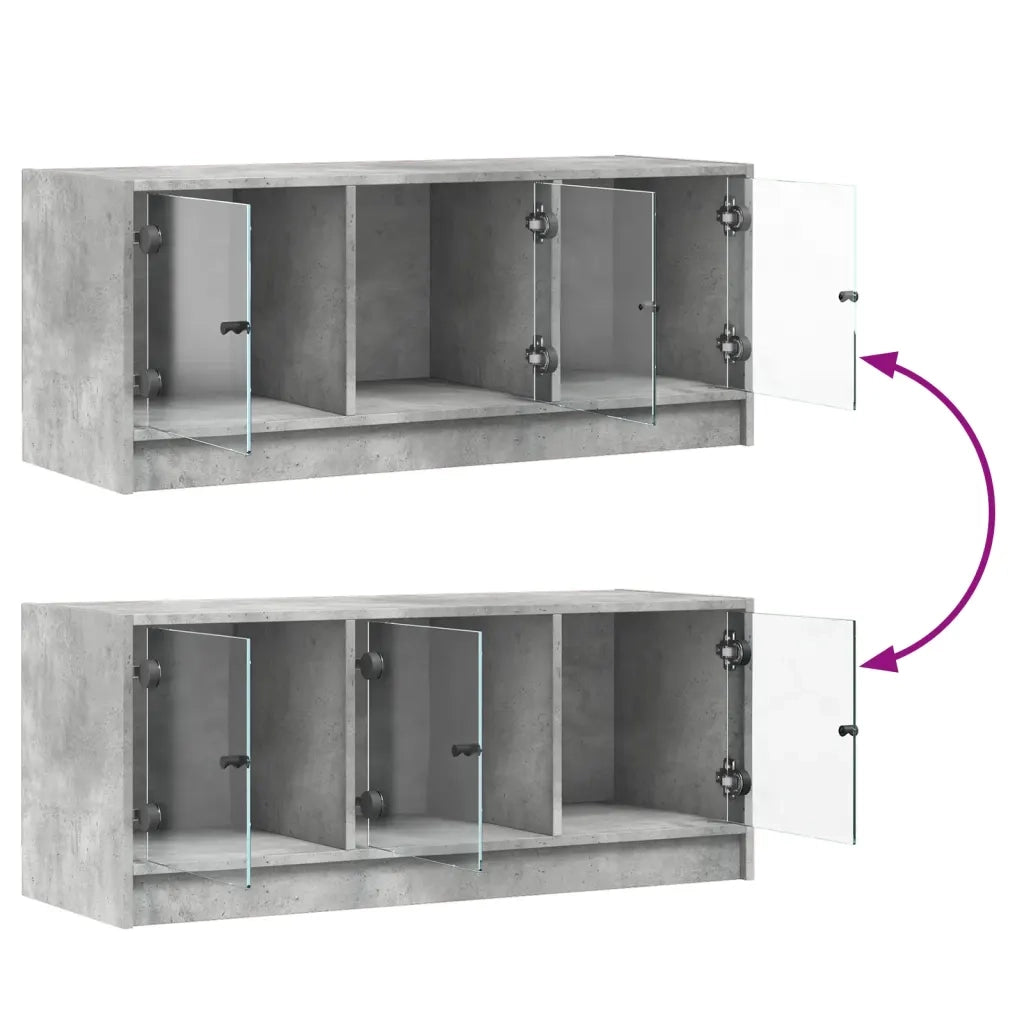 Mobile Porta TV con Ante in Vetro Grigio Cemento 102x37x42 cm 836409