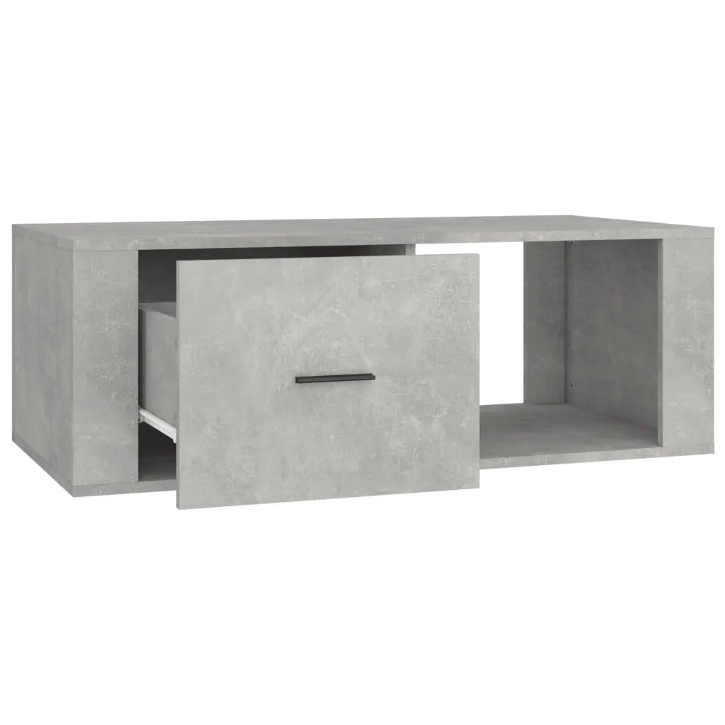 Tavolino Salotto-Tavolino da soggiorno-Tavolo Grigio Cemento 100x50,5x35cm Legno Multistrato