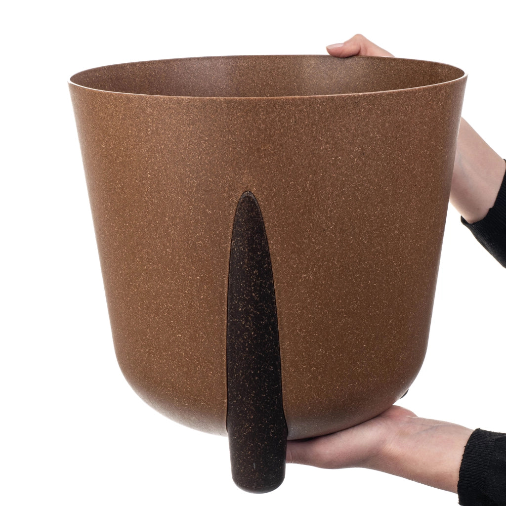 Vaso da fiori KADAX, coprivaso, con gambe, con inserto, moderno, marrone, 30 cm