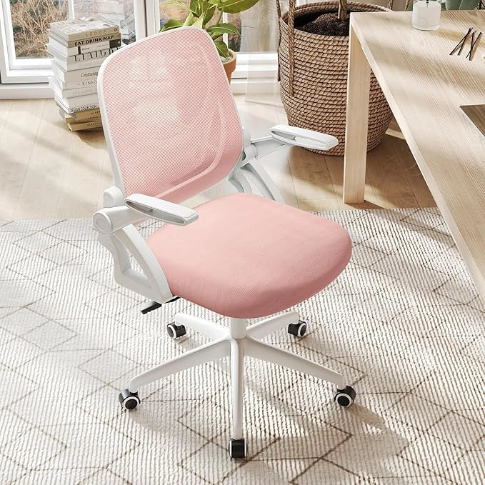 Sedia da Ufficio in Rete, Sedia da Scrivania Ergonomica con Supporto Lombare e Braccioli Ribaltabili, Sedia da Lavoro Girevole, con Ruote Regolabile in Altezza, Portata 150 kg