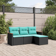 Set Divani da Giardino 4 pz con Cuscini Nero in Polyrattan 3225903