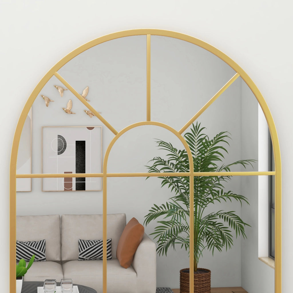 Specchio da parete decorativo 91 x 60 cm con cornice in metallo, finitura oro