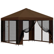 Gazebo | Pergolato da giardino con pareti laterali 3 x 3 m Marrone