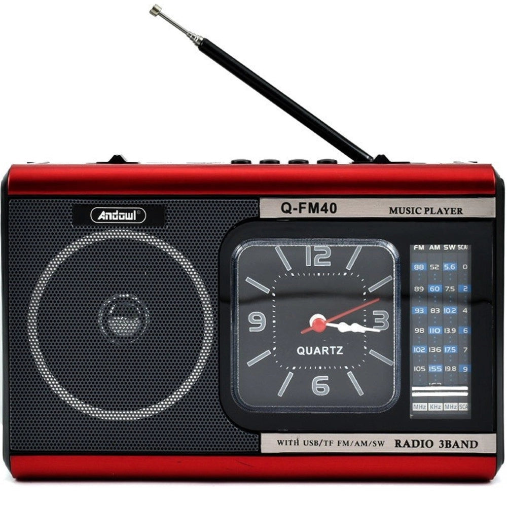 Trade Shop - Radio Portatile A Batteria Usb Sveglia Q-fm40 Altoparlante Bluetooth Con Torcia -