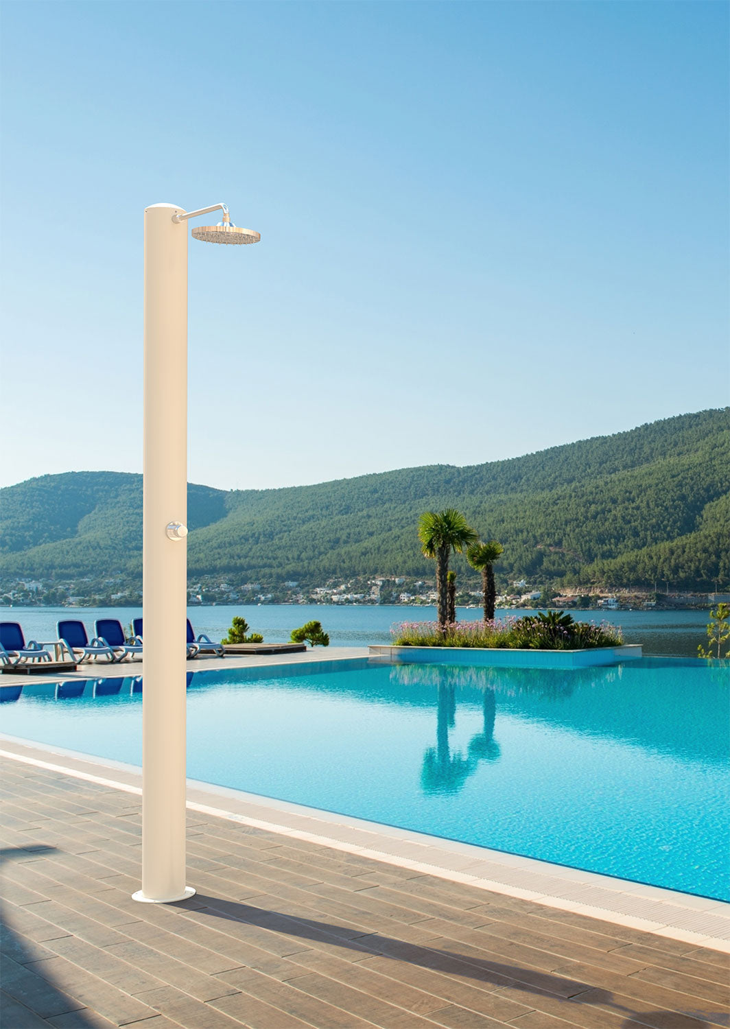 Doccia Solare da Giardino 28 L Soffione Eco Rain e Miscelatore Temporizzato Tevere TB Bianco Perla