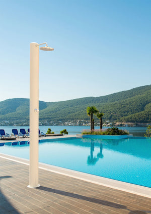 Doccia Solare da Giardino 28 L Soffione Eco Rain e Miscelatore Temporizzato Tevere TB Bianco Perla