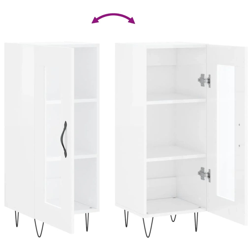 Buffet credenza cassettiera mobiletto mobile contenitore organizer per cucina soggiorno finitura lucida 34,5 x 34 x 90 cm legno ingegnerizzato bianco 02_0030619