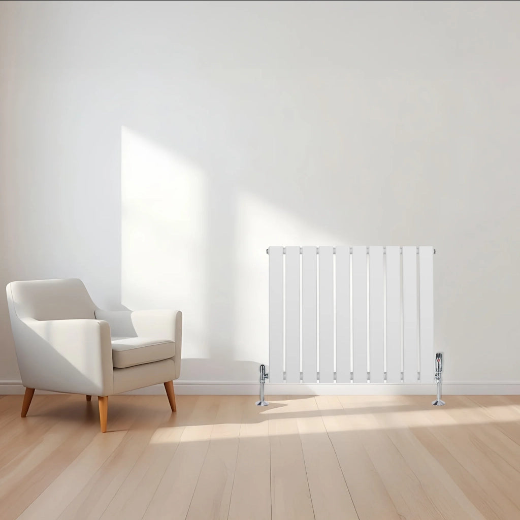 Radiatore Orizzontale 600 x 700 mm con Valvole TRV Bianco