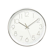 Orologio da Parete Rotondo 30cm con Grandi Numeri e Movimento al Quarzo Preciso Bianco / Argento Nedis