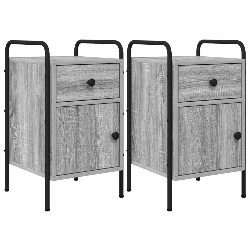 Armadio da Notte 2 pz Sonoma grigio 35 x 36,5 x 61 cm 8007654