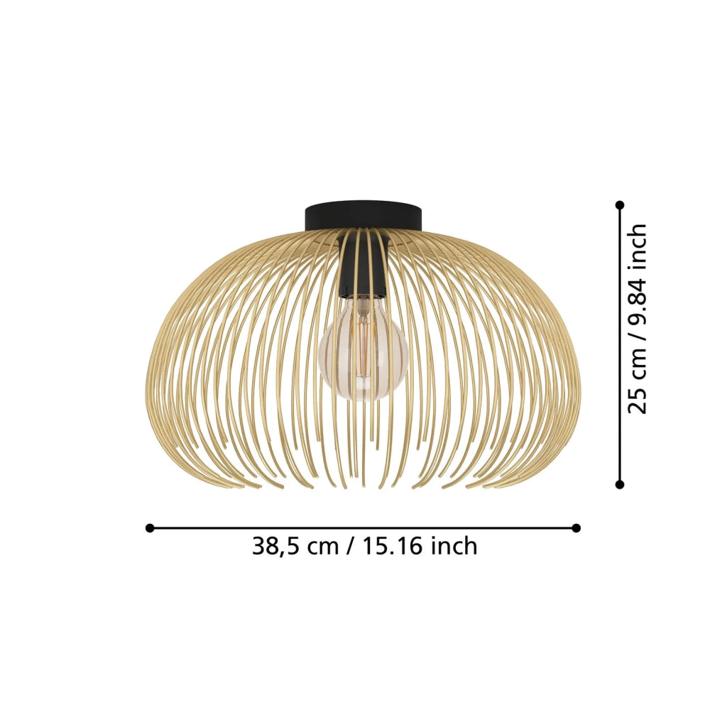 Plafoniera Industrial-Nordico Acciaio Nero E Oro 1 Luce E27