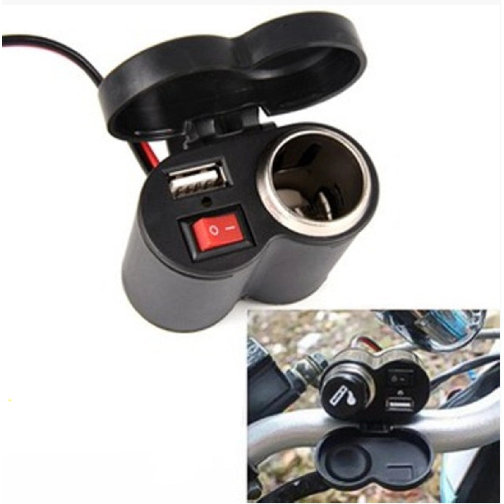 Trade Shop - Spina Accendino Caricabatteria Per Moto Cellulare Porte Usb Accendisigari Q-a47 -